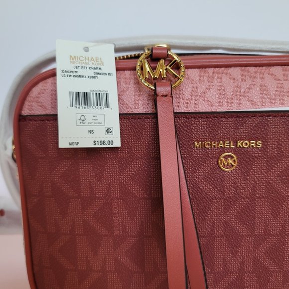 MICHAEL KORS Signature Logo Jet Set Charm Large East West Crossbody-Cinnamon⭐ - Picture 16 of 16